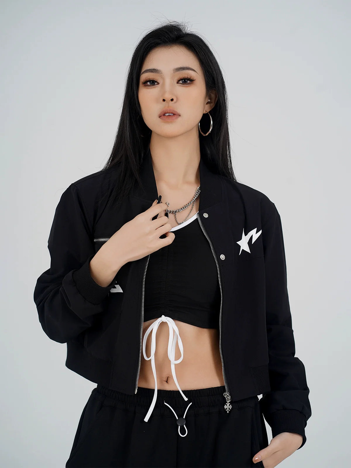 MC Miracle Retro Commuter Cropped Jacket Sporty Top KT3117