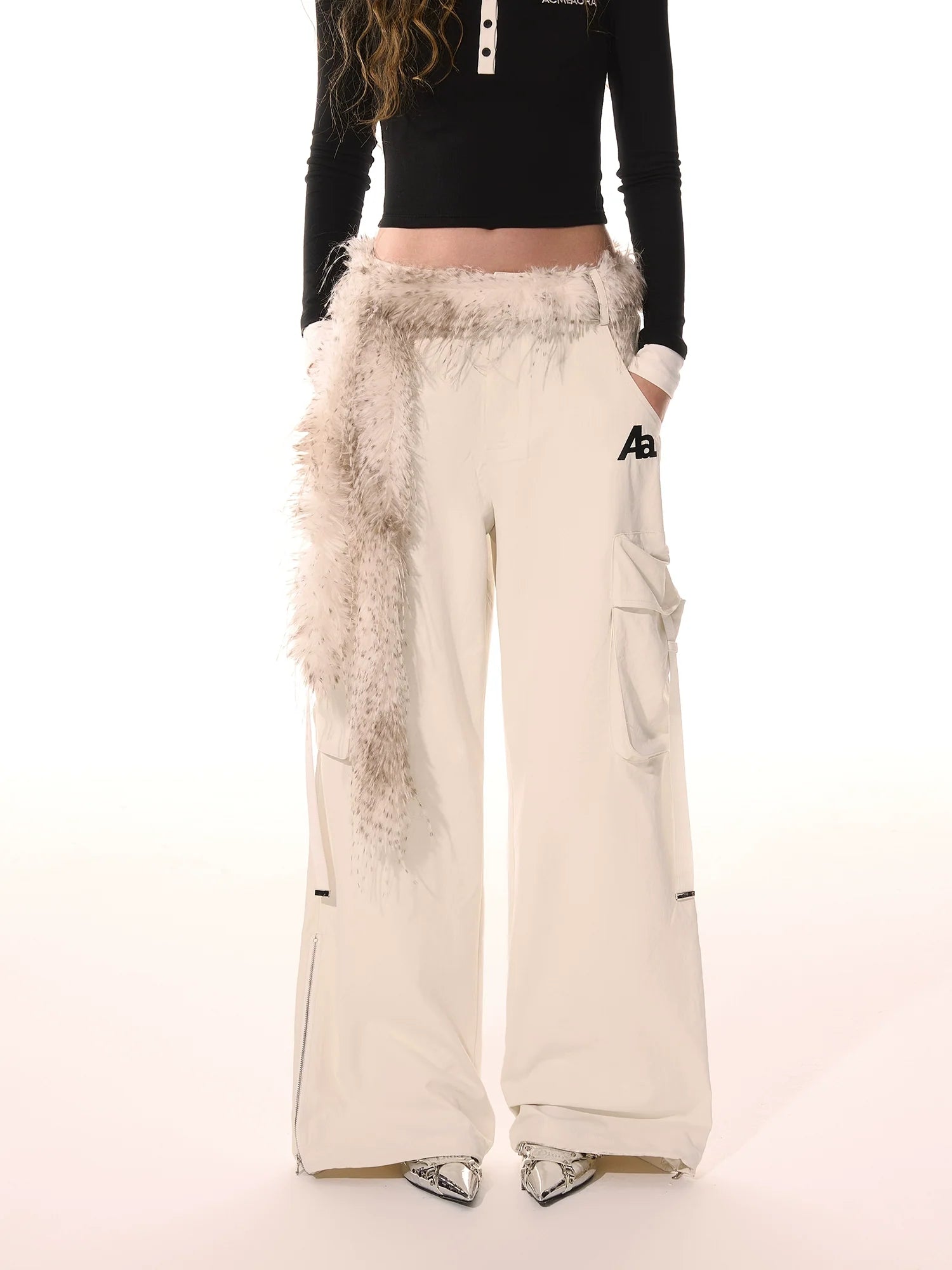 AcmeAura® Vintage Loose Multi-Pocket Wide Leg Pants KT3264