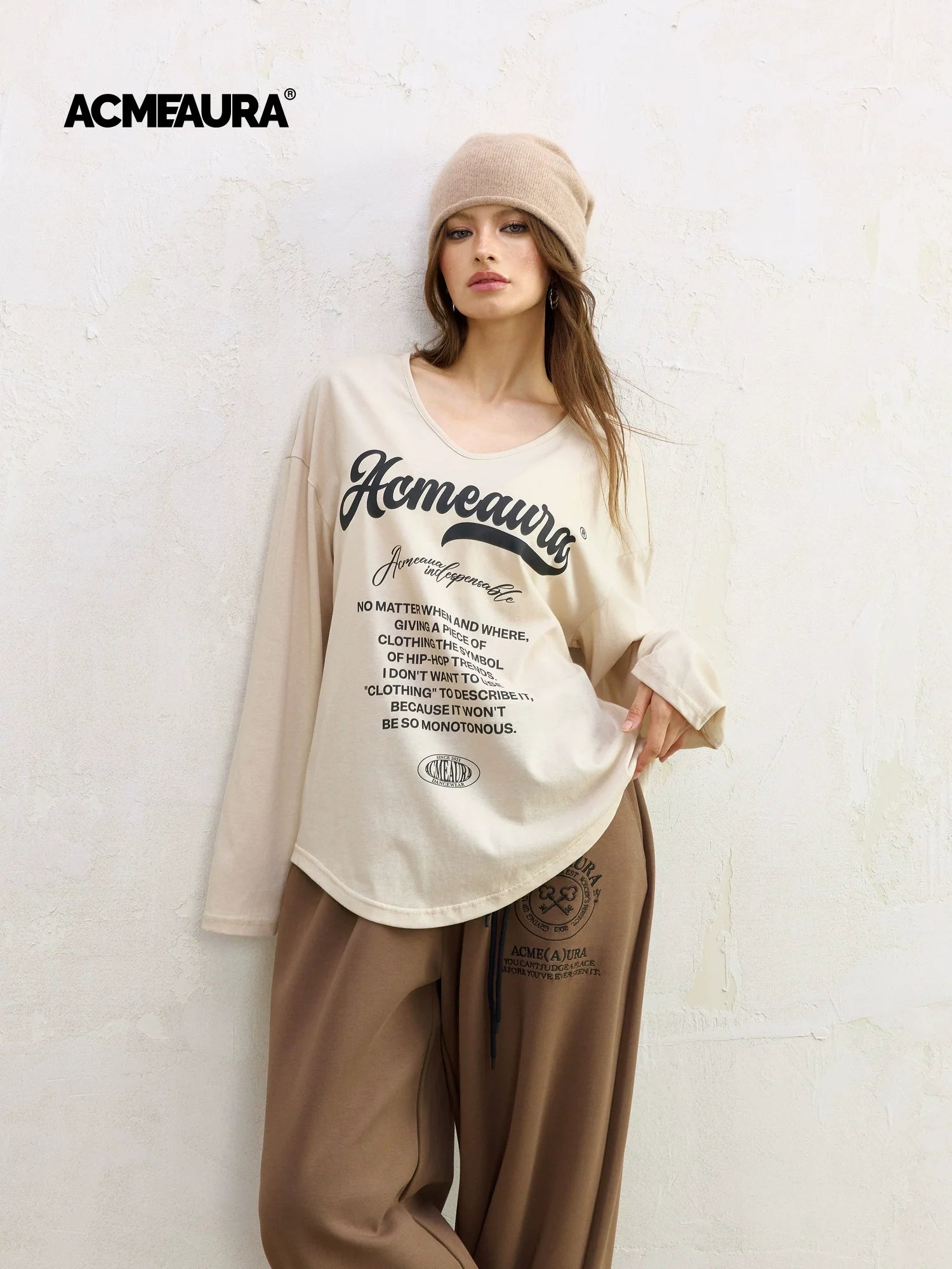 AcmeAura® V-neck Loose Simple Casual Long Sleeve KT3215