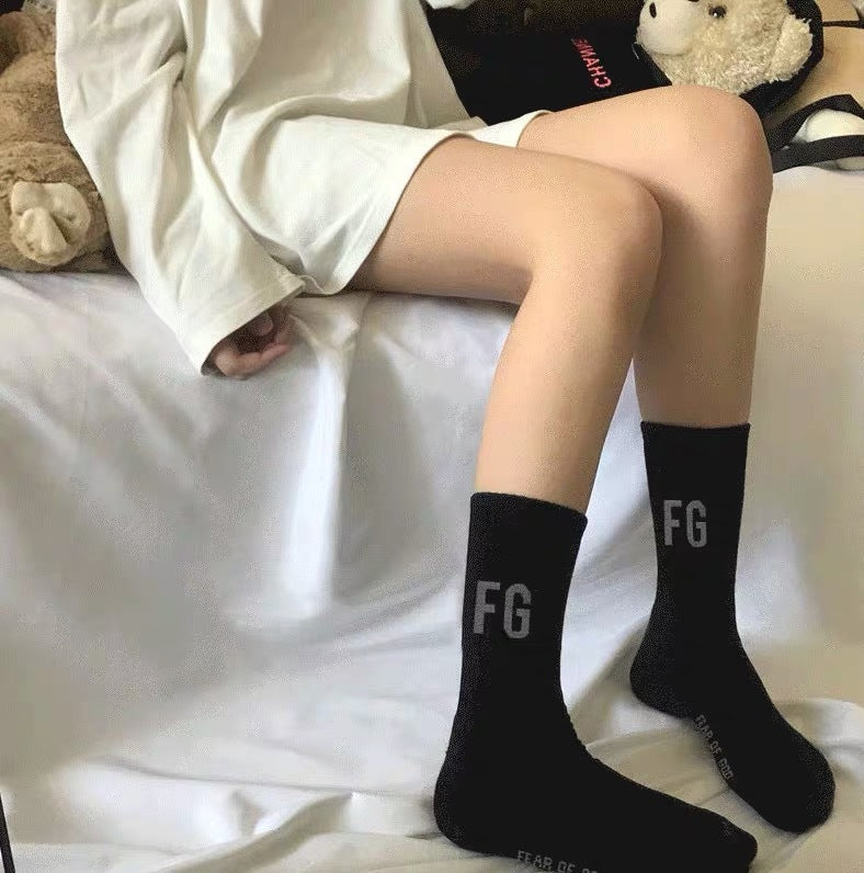 FOG ESS Letters Cotton Stockings Sports Socks 4Pairs KT3038