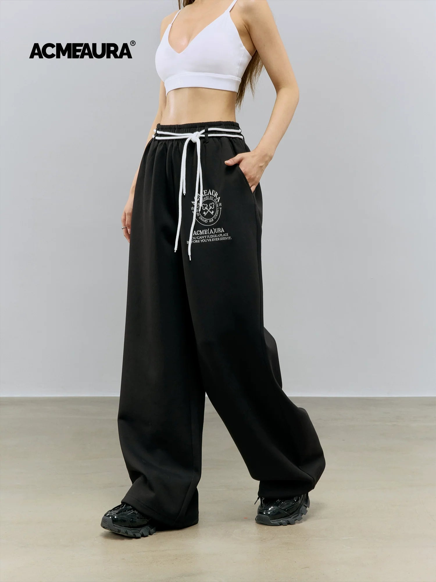 AcmeAura® Loose Jazz Dance Straight Thin High Waist Jazz Pants KT3220