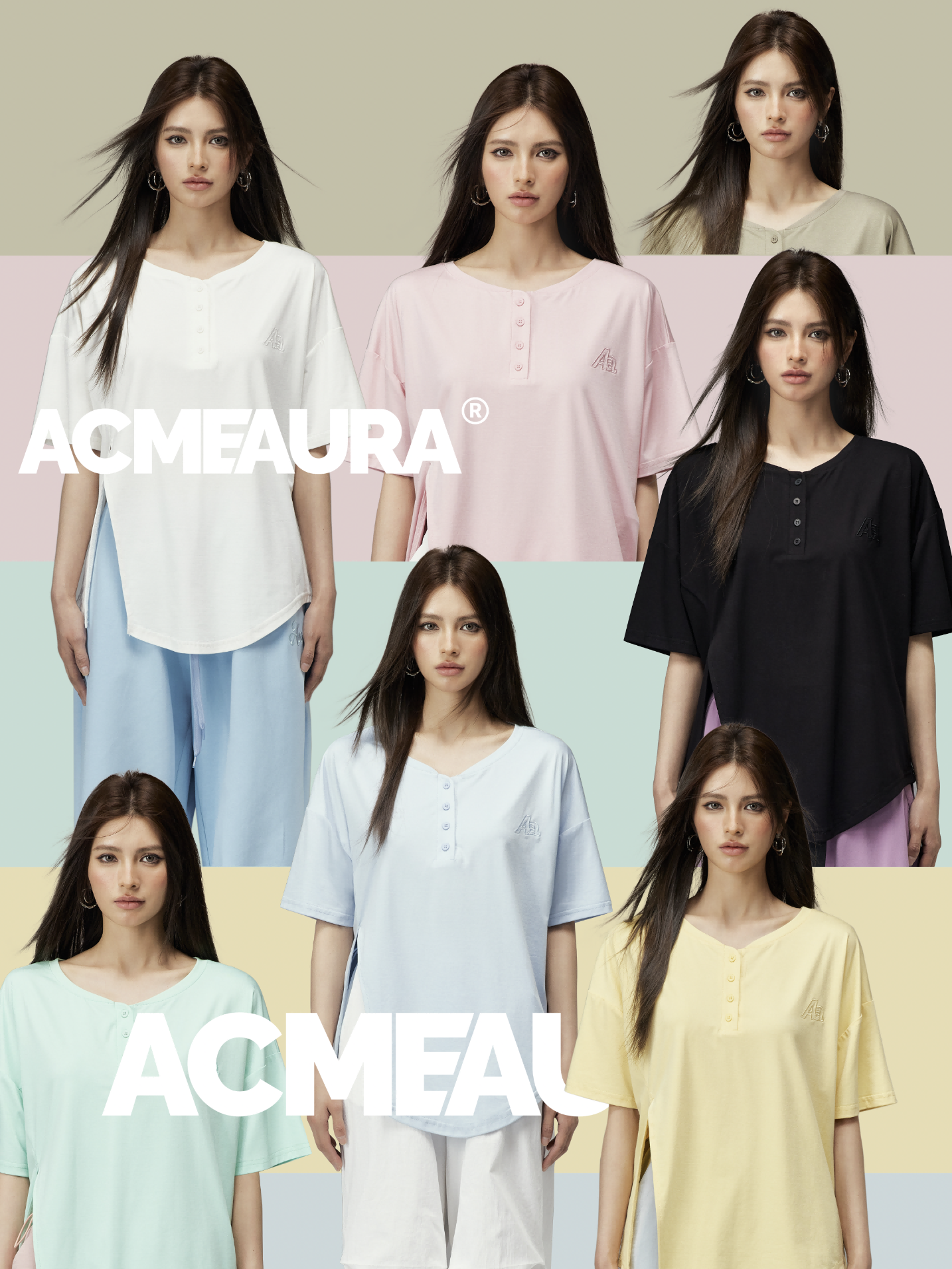 AcmeAura ® Crew Neck Split Short Sleeve T-Shirt KT3187
