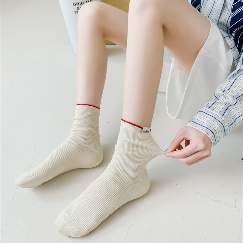 Colored Mid Tube Socks Unique Pure Cotton Pile Socks 4Pairs KT3040