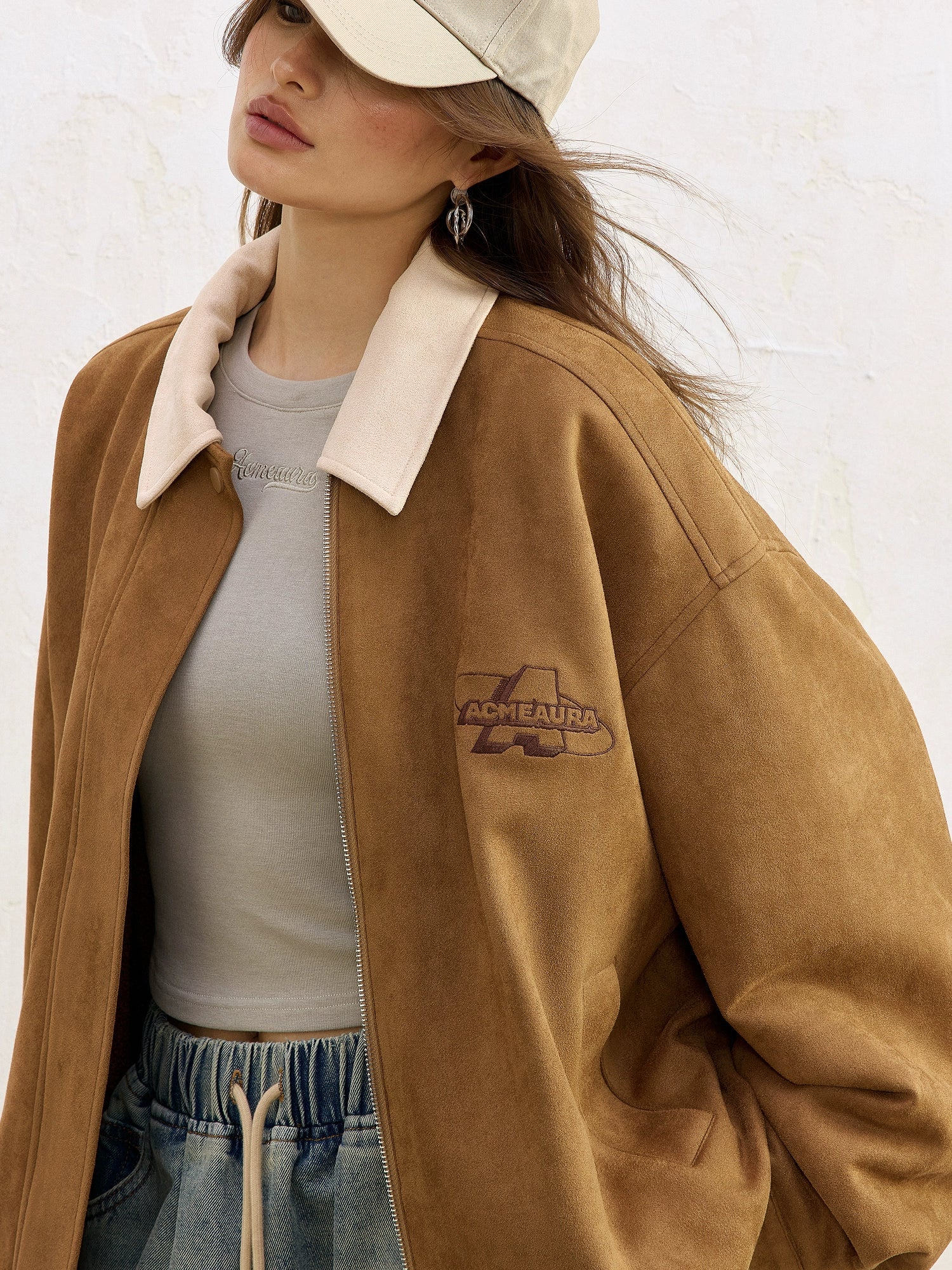 AcmeAura® Vintage Snowflake Fleece Lamb Fleece Warm Removable Lapel Tooling Jacket Jacket KT3225